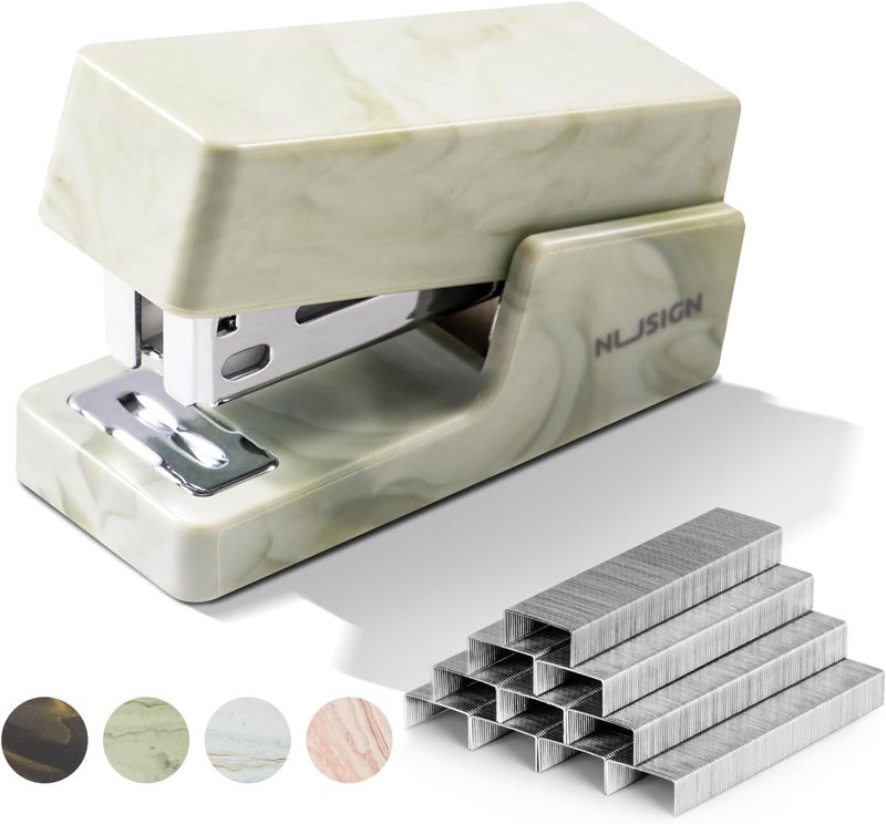 NUSIGN Mini Stapler with 830 Staples, Small Cute Desk Staplers, 25 Sheet Capacity, Fluid Green - Image 1